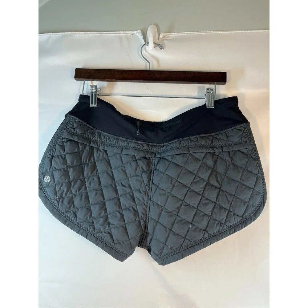 LUULEMON WOMENS SZ 8 HOT CHEEKS RUNNING  QUILTED BLACK  PULL ON SHORTS